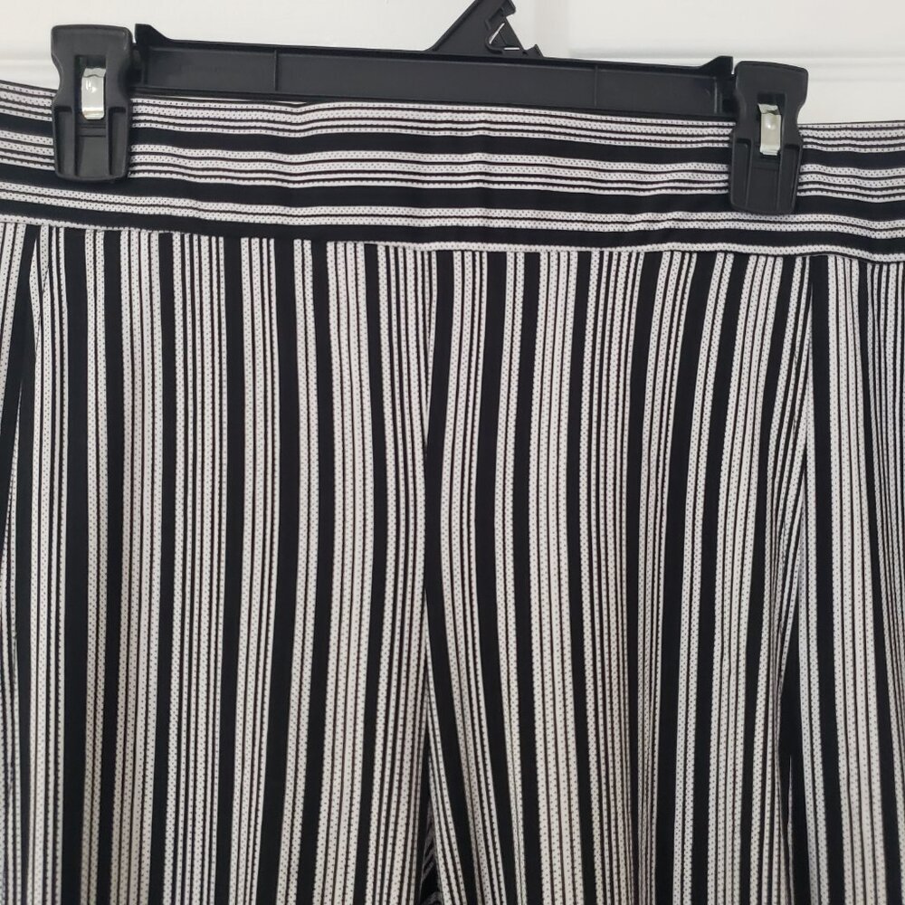 Robert Louis Wide Leg Palazzo Pull-On Pants Black & White Stripe Size Large New - Picture 3 of 6